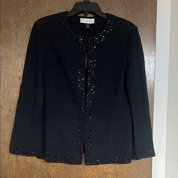 St. John Midnight Black Embellished Blazer